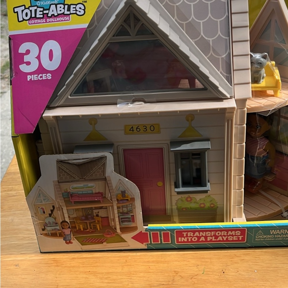 Cottage Dollhouse - Pink and Gray